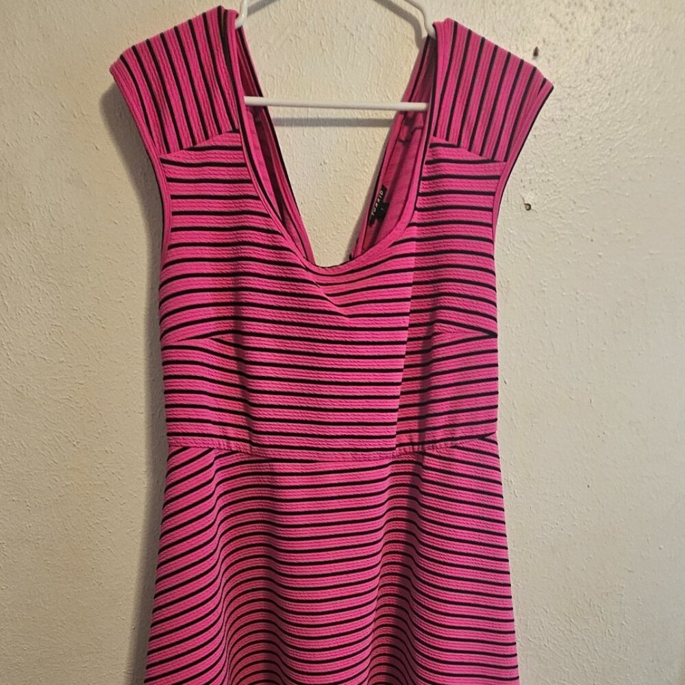 Torrid Striped Crossed Back Skater Dress Pink Black Plus Size 1X